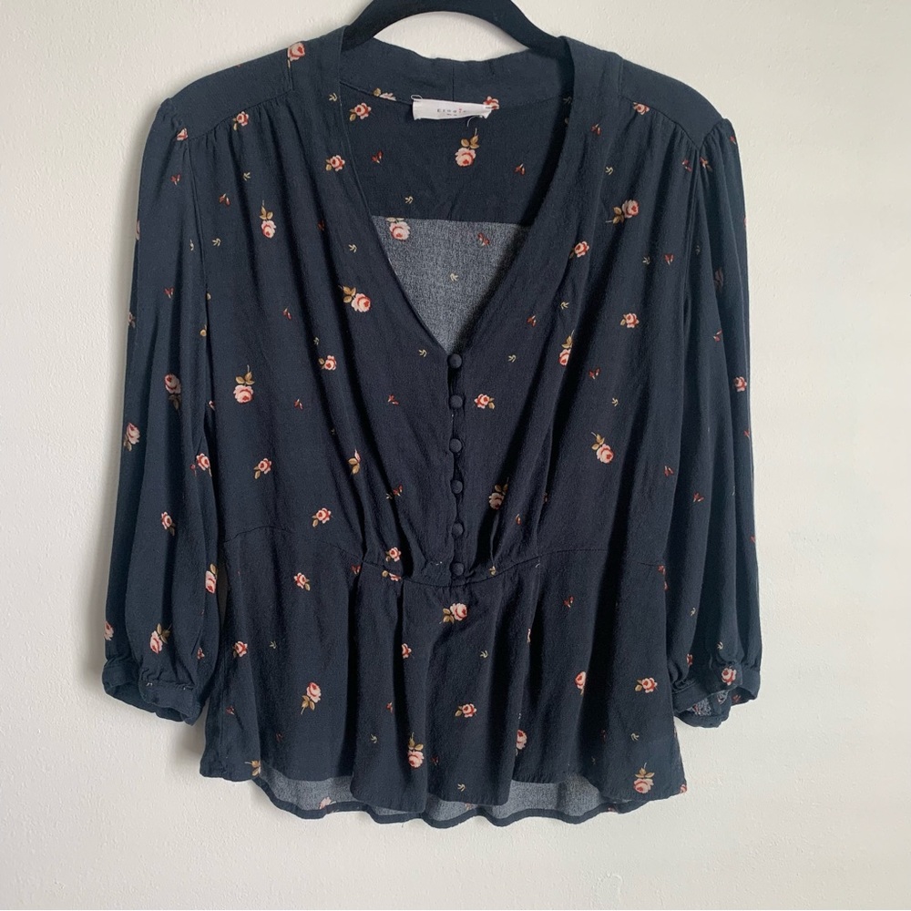 ELODIE Navy floral blouse